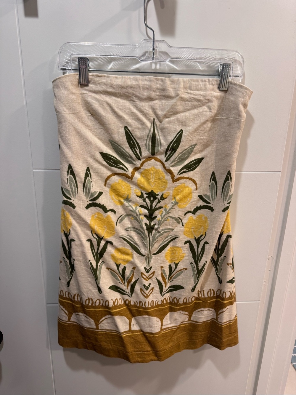 Abercrombie & Fitch Cream Floral Pencil Skirt with Yellow & Olive Motif